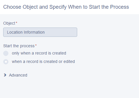 Process on Custom Object (Location Information)